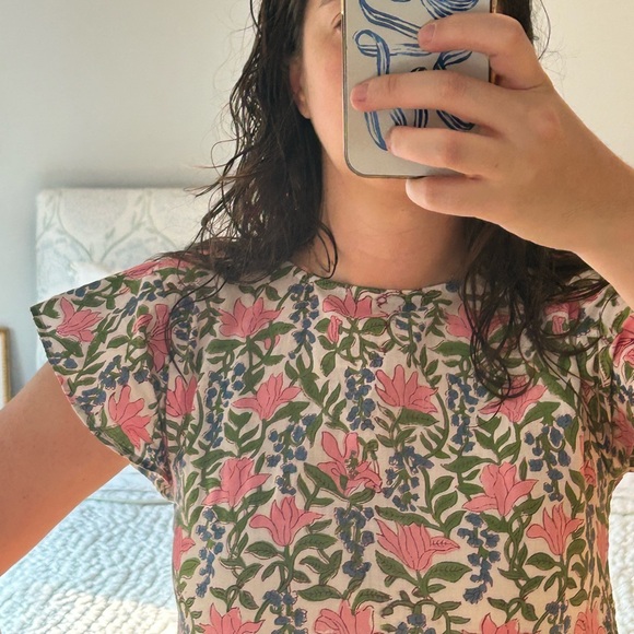 Pink City Prints: Indian Block Print Maxi Dress with Scalloped neckline - Picture 3 of 5